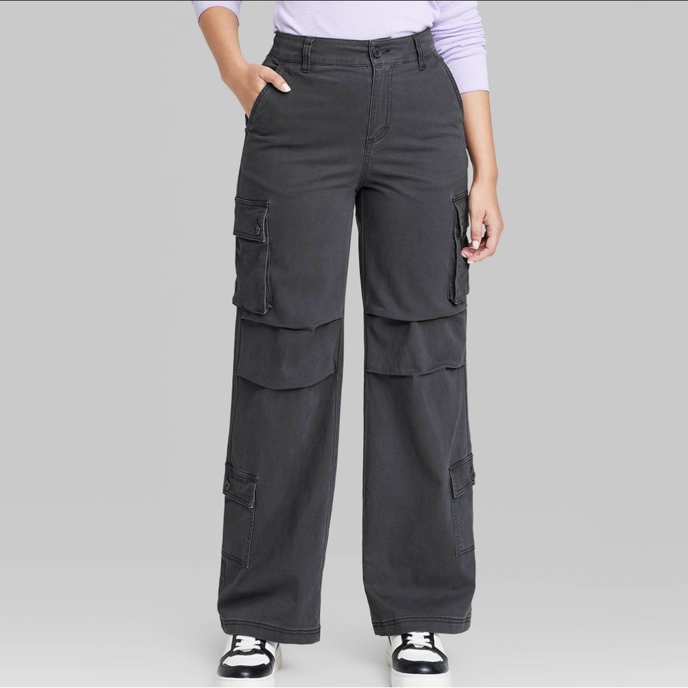 Target Women's High-Rise Cargo Utility Pants - Wild Fable™ Black size XXL